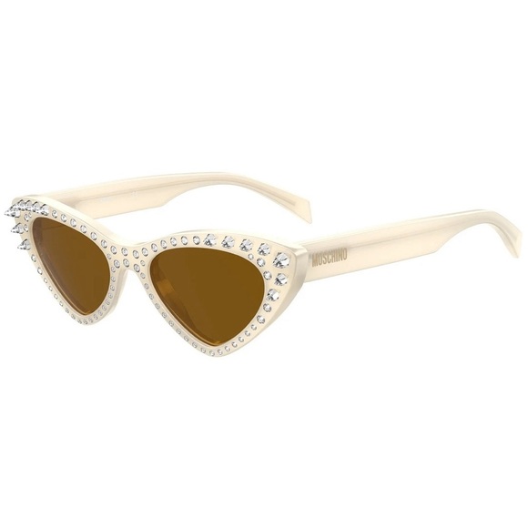 NWT Moschino Ivory White Cat Eye Sunglasses - Picture 1 of 1